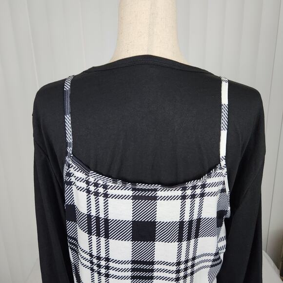 Plaid Cami Bodycon Dress with Solid Long Sleeve Crop Tee Women's Size 14 NWOT - Picture 8 of 15